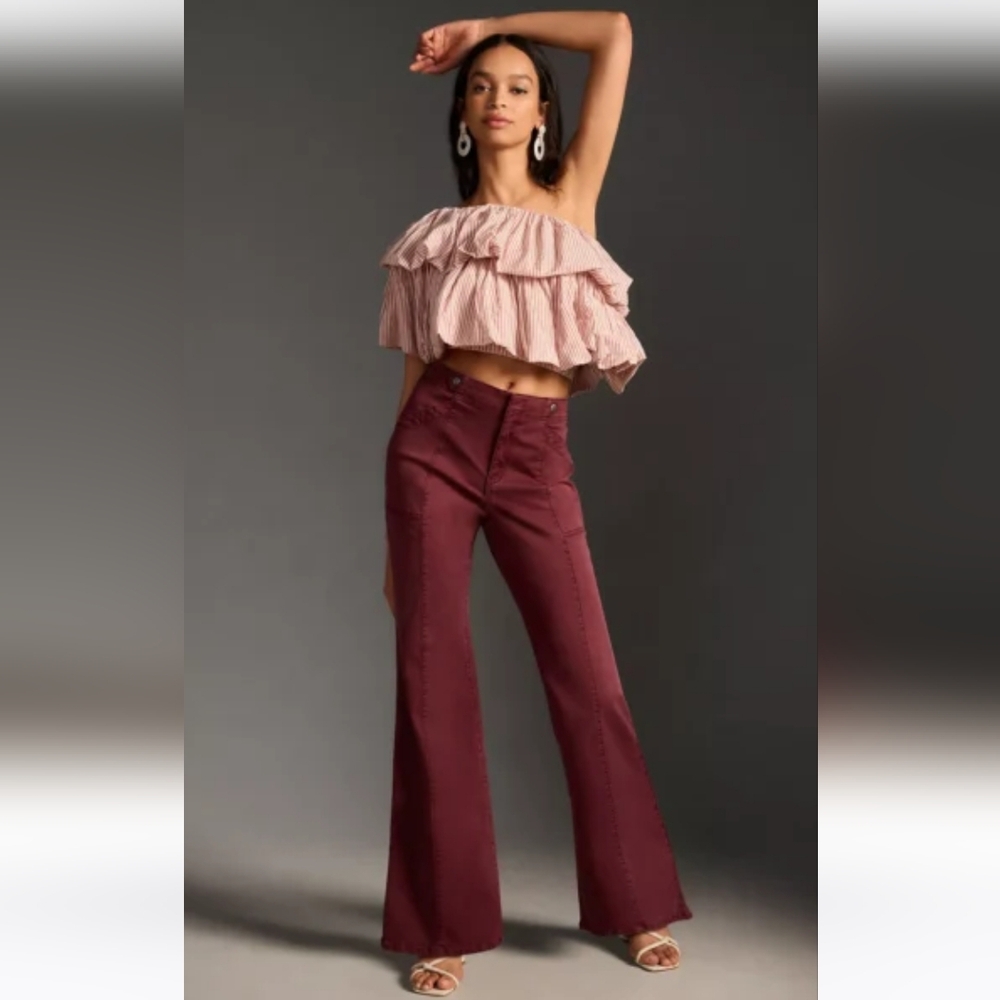 Pilcro Wide-Leg Jeans in Burgundy